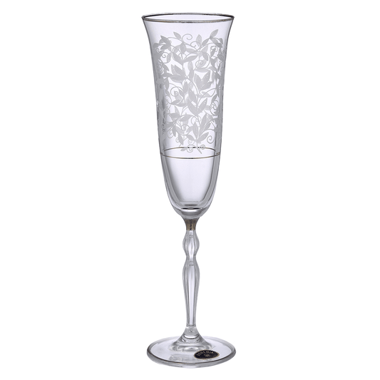 Bohemia Crystal - Flute Glass Set 6 Pieces - Silver - 150ml