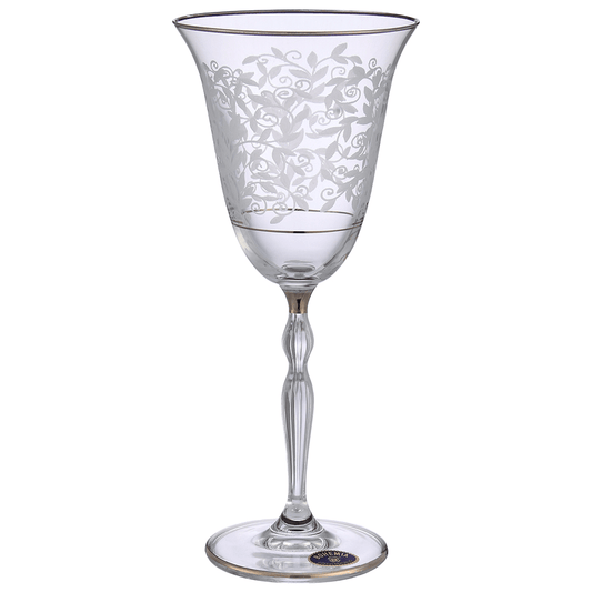 Bohemia Crystal - Goblet Glass Set 6 Pieces - Silver - 185ml