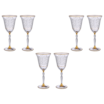 Bohemia Crystal - Goblet Glass Set 6 Pieces - Gold - 185ml