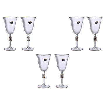 Bohemia Crystal - Goblet Glass Set 6 Pieces - Silver - 185ml