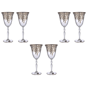 Bohemia Crytsal - Goblet Glass Set 6 Pieces - Silver - 185ml