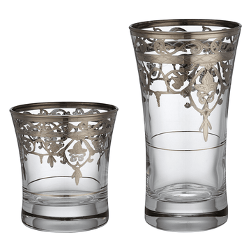 Pasabahce - Highball & Tumbler Glass Set 12 Pieces - Silver - 340&250ml