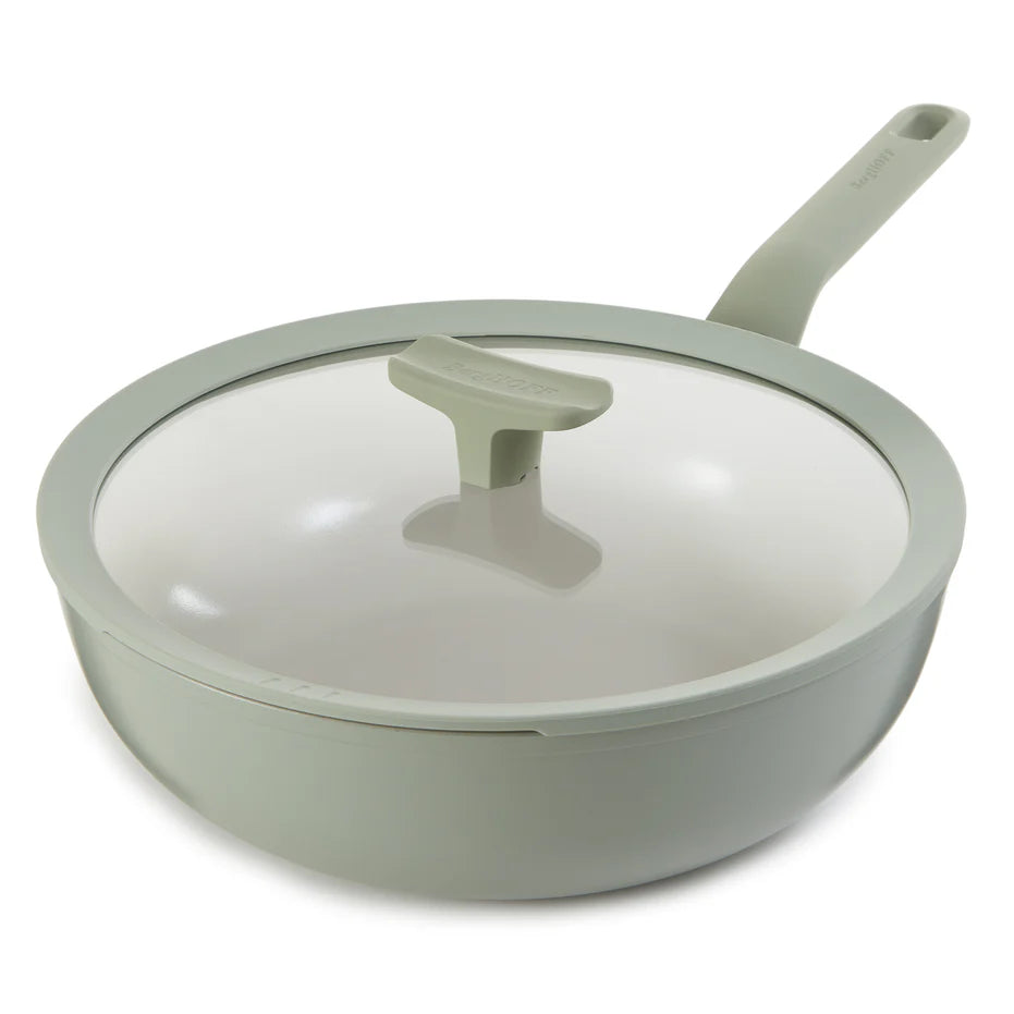 Wok Antiaderente Wok Berghoff Balance Sage 28cm Antiaderente - Senza PFAS, Per Tutti I Piani Cottura Padella Ceramica 28 Cm - 10