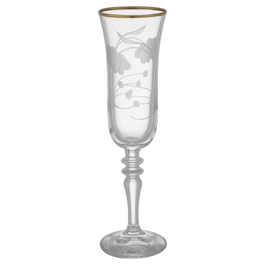 Pasabahce - Decorated Flute Glass Set 6 Pieces - Gold - 175ml - Glass
