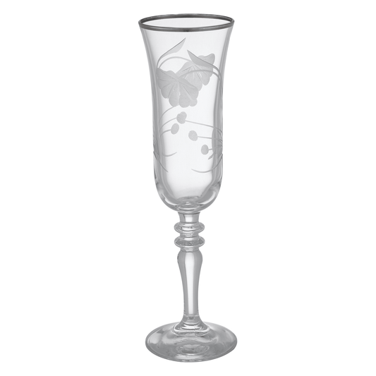 Pasabahce - Decorated Flute Glass Set 6 Pieces - Silver - 175ml - Glass