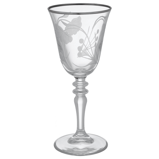 Pasabahce - Decorated Goblet Glass Set 6 Pieces - Silver - 200ml - Glass