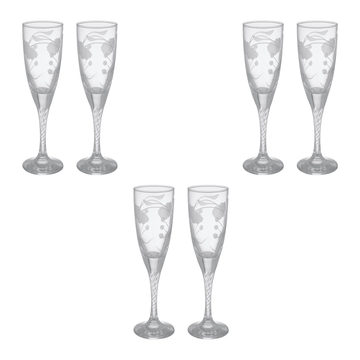 Pasabahce - Decorated Flute Glass Set 6 Pieces - 150ml - Glass