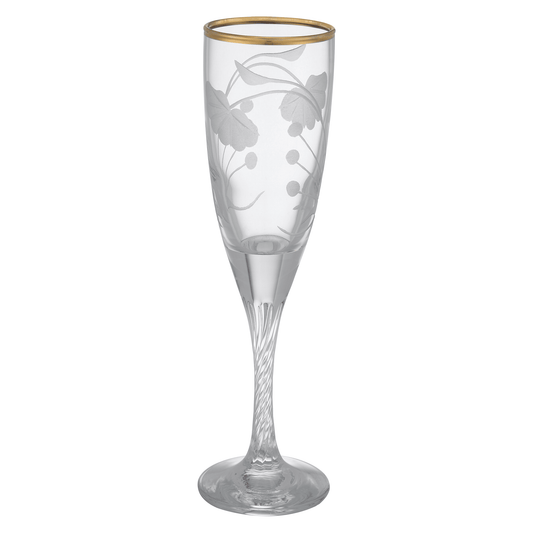 Pasabahce - Decorated Flute Glass Set 6 Pieces - Gold - 150ml - Glass