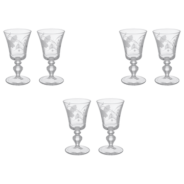 Pasabahce - Decorated Goblet Glass Set 6 Pieces - 195ml - Glass