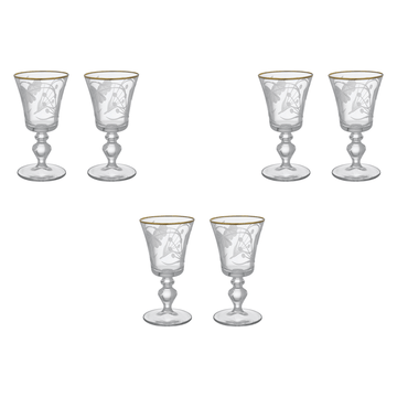 Pasabahce - Decorated Goblet Glass Set 6 Pieces - Gold - 195ml - Glass