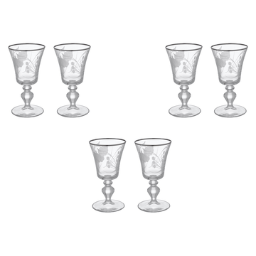 Pasabahce - Decorated Goblet Glass Set 6 Pieces - Silver - 195ml - Glass