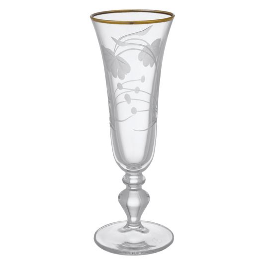 Pasabahce - Decorated Flute Glass Set 6 Pieces - Gold - 180ml - Glass