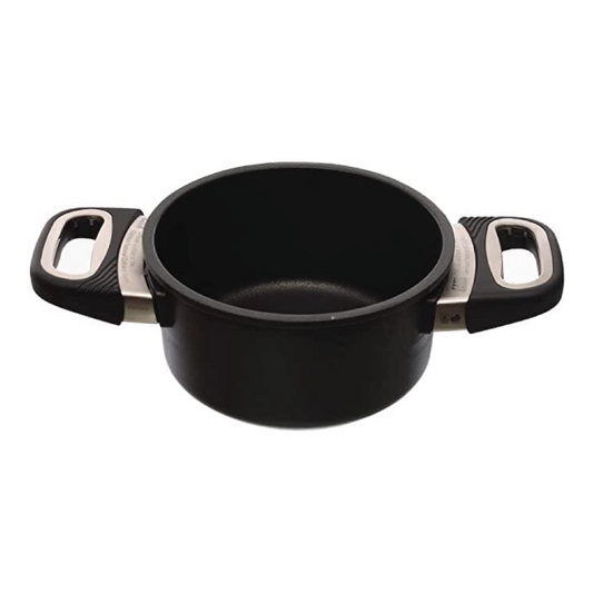 AMT - Black Pot with Glass Lid - Cast Aluminum - 16cm