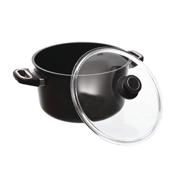 AMT - Black Pot with Glass Lid - Cast Aluminum - 28cm