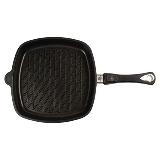 AMT - Black Square Grill with Detachable Handle - Cast Aluminum - 28x28cm