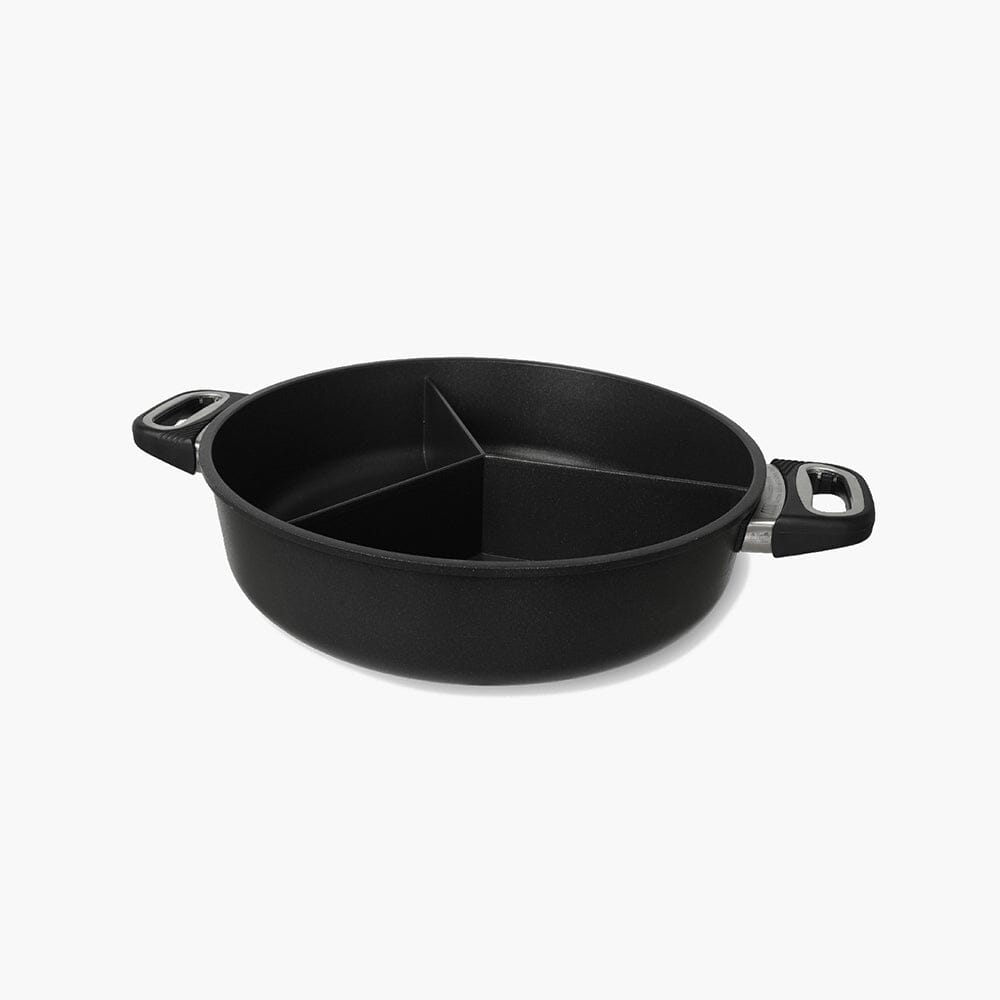 AMT 3 Divided Pan With Lid & Handles Cast Aluminum 32cm 440004