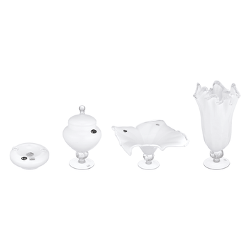 Murano - Gift Set 4 Pieces - White - Handblown Crystal