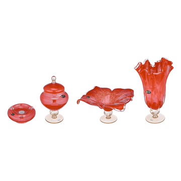 Murano - Gift Set 4 Pieces - Red - Handblown Crystal