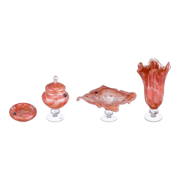 Murano - Gift Set 4 Pieces - Orange - Handblown Crystal