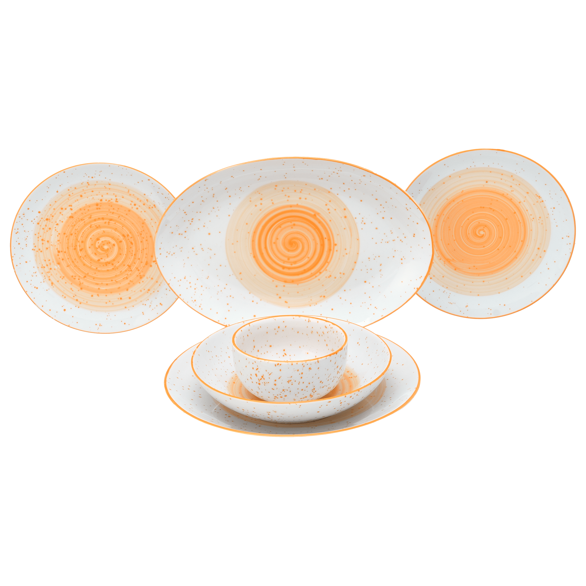 Senzo - Sway Daily Use Dinner Set 25 Pieces - Orange - Porcelain