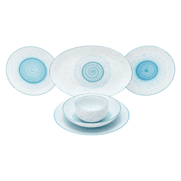 Senzo - Sway Daily Use Dinner Set 25 Pieces - Blue - Porcelain