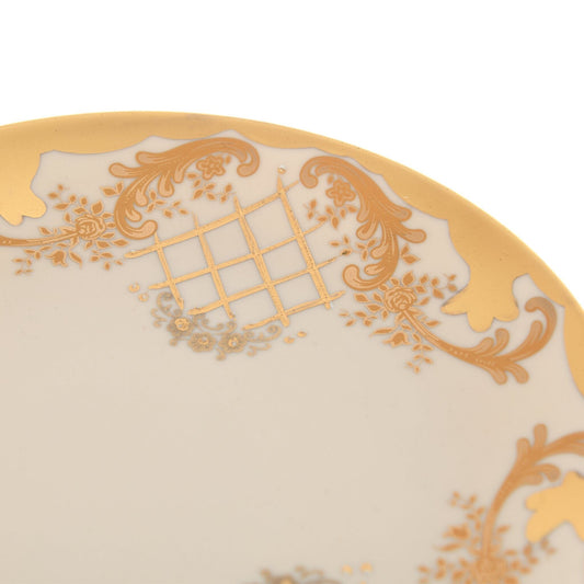 Caroline - Imperial Round Plate with Gold Plated Base - Beige & Gold - 20cm