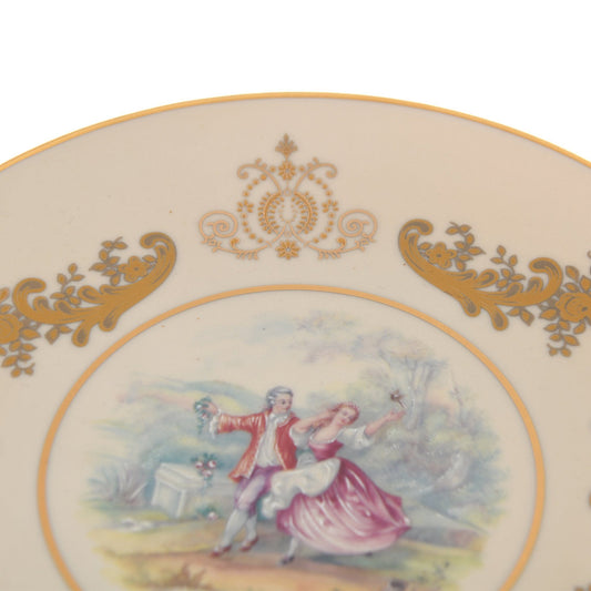 Caroline - Round Plate with Base - Romeo & Juliet - Beige & Gold - 20cm