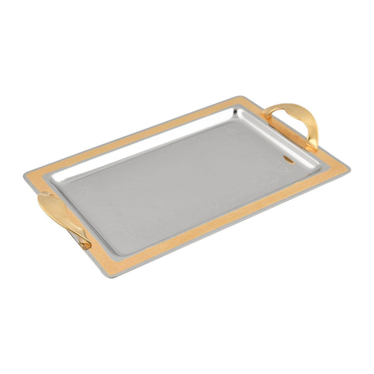 Elegant Gioiel - Rectangular Tray Set with Handles 3 Pieces - Gold - Stainless Steel 18/10