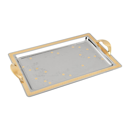 Elegant Gioiel - Rectangular Tray Set with Handles 3 Pieces - Gold - Stainless Steel 18/10 - 75000194