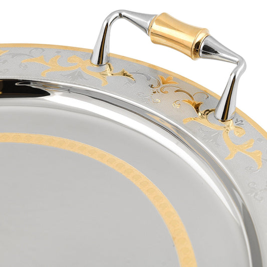 Elegant Gioiel - Oval Tray with Handles - Gold - Stainless Steel 18/10 - 48x38cm - 75000234