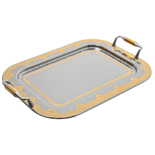Elegant Gioiel - Rectangular Tray Set with Handles 3 Pieces - Gold - Stainless Steel 18/10