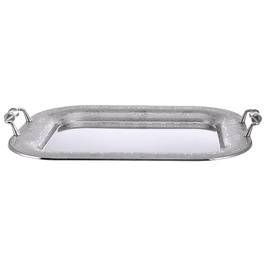 Elegant Gioiel - Rectangular Tray with Handles - Silver - 50cm - Stainless Steel 18/10 - 75000522