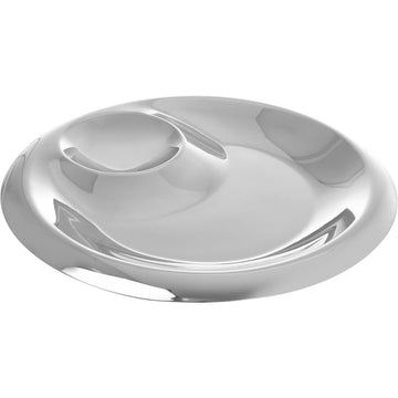Chip & Dip Round Plate - Stainless Steel - 34cm