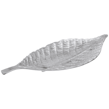 Leaf Shaped Plate For Snacks & Nuts - Silver - Silver Plated Metal