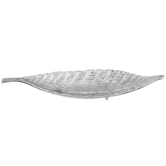 Leaf Shaped Plate For Snacks & Nuts - Silver - Silver Plated Metal