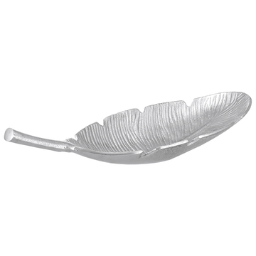Leaf Shaped Plate For Snacks & Nuts - Silver - Silver Plated Metal