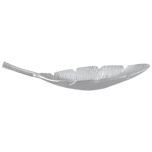 Leaf Shaped Plate For Snacks & Nuts - Silver - Silver Plated Metal