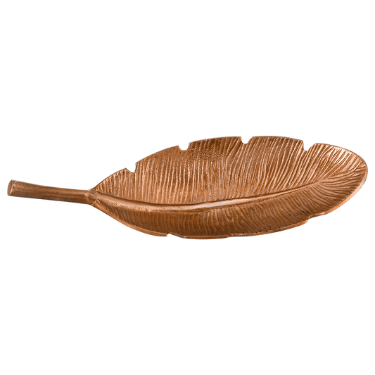 Leaf Shaped Plate For Snacks & Nuts - Gold - Gold Plated Metal