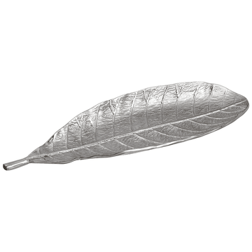 Leaf Shaped Plate For Snacks & Nuts - Silver - Silver Plated Metal