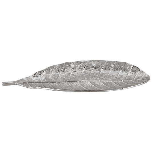 Leaf Shaped Plate For Snacks & Nuts - Silver - Silver Plated Metal