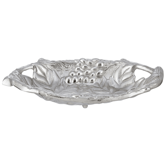 Round Fruits Plate with Base - Silver - Silver Plated Metal