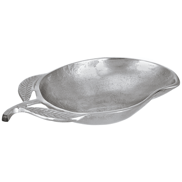 Leaf Shaped Plate For Snacks & Nuts - Silver - Silver Plated Metal