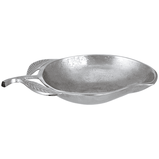 Leaf Shaped Plate For Snacks & Nuts - Silver - Silver Plated Metal