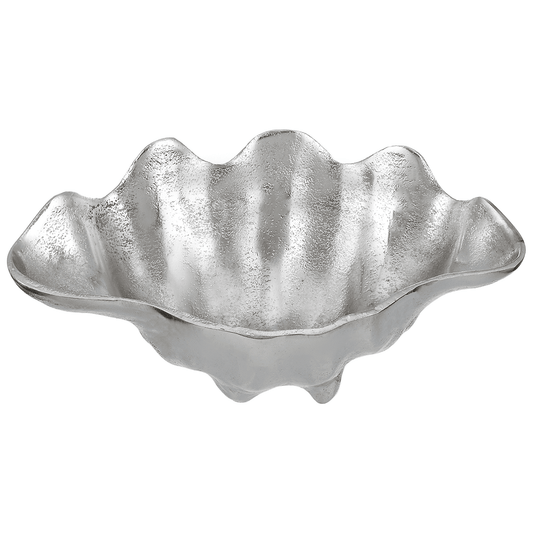 Shell Shaped Plate for Snacks & Nuts - Silver - Silver Plated Metal