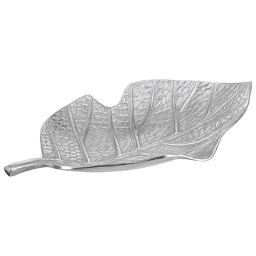 Leaf Shaped Plate for Snacks & Nuts - Silver - Silver Plated Metal