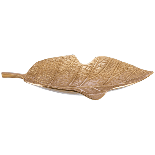 Leaf Shaped Plate For Snacks & Nuts - Gold - Gold Plated Metal