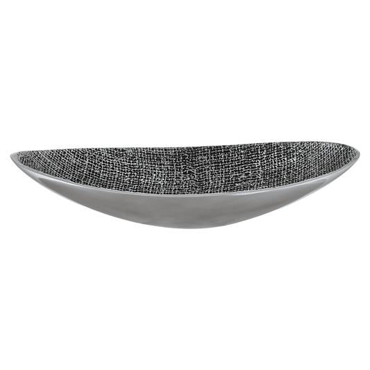 Oval Shaped Platter For Snacks & Fruits - Grey - Silver Plated Metal