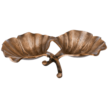 Leaf Shaped Hors D'oeuvre For Snacks & Nuts 2 Parts - Gold - Gold Plated Metal