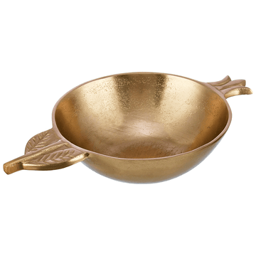 Round Bowl with Arrow Shaped Handles For Snacks & Nuts - Gold - Gold Plated Metal