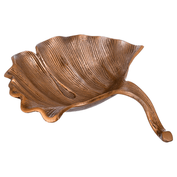Leaf Shaped Small Plate For Snacks & Nuts - Bronze - Bronze Plated Metal